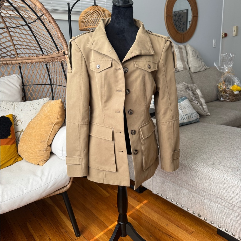 Zara Beige Utility Jacket with Epaulets